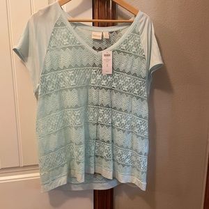 Chico’s size 3 soft aqua lace top.